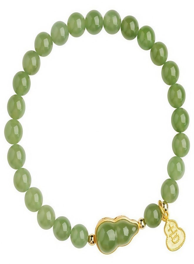 Chiorgone Hetian Jade Gourd Bracelet - Lucky Stretch Jade Bracelet for Wealth, Health, Success, Longevity, Protection & Fortune - Prosperity Jewelry for Career & Positive Energy - Image 1